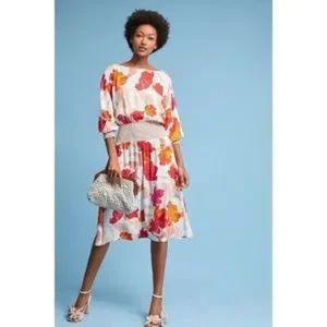 Maeve Floral Midi Dress - Red, Pink, Orange